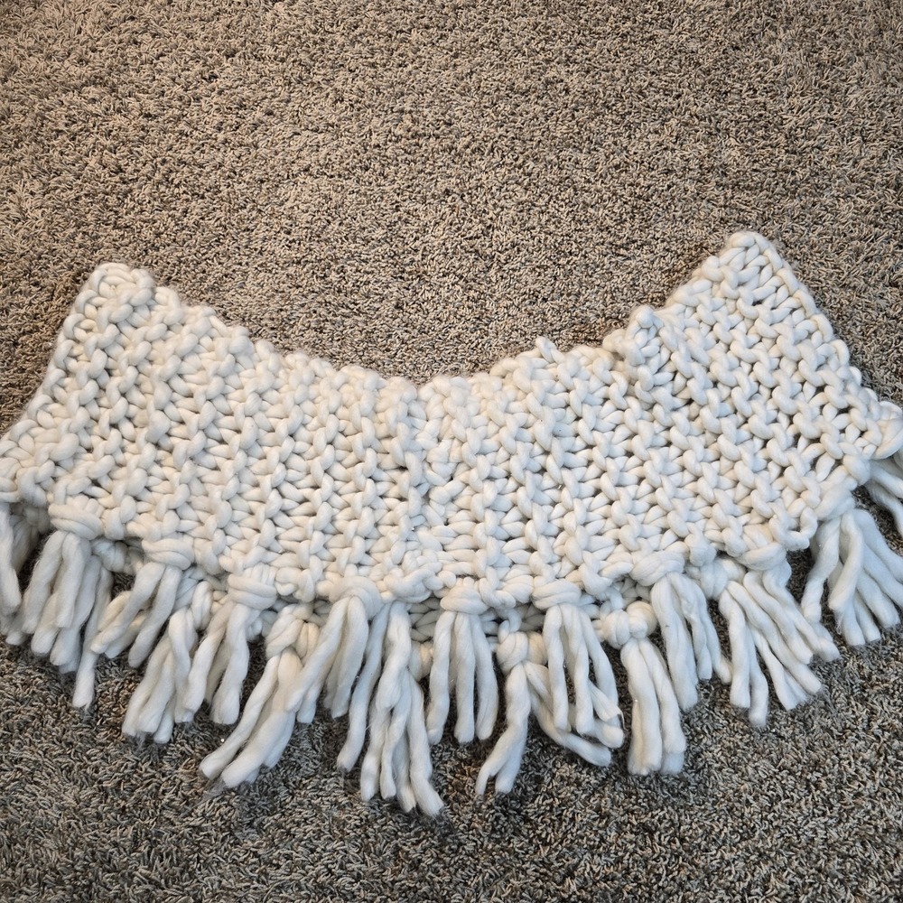 Free People Chunky Knit Fringe Cowl Scarf‎ Woven Thick Bohemian Winter Fall OS
